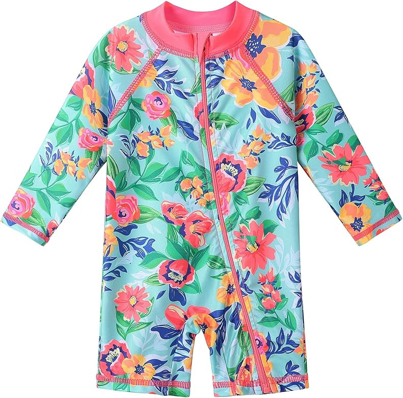 XFGIRLS Baby/Toddler Girls Swimsuit Long Sleeve One-Piece Bathing Suit Rash Guard | Amazon (US)