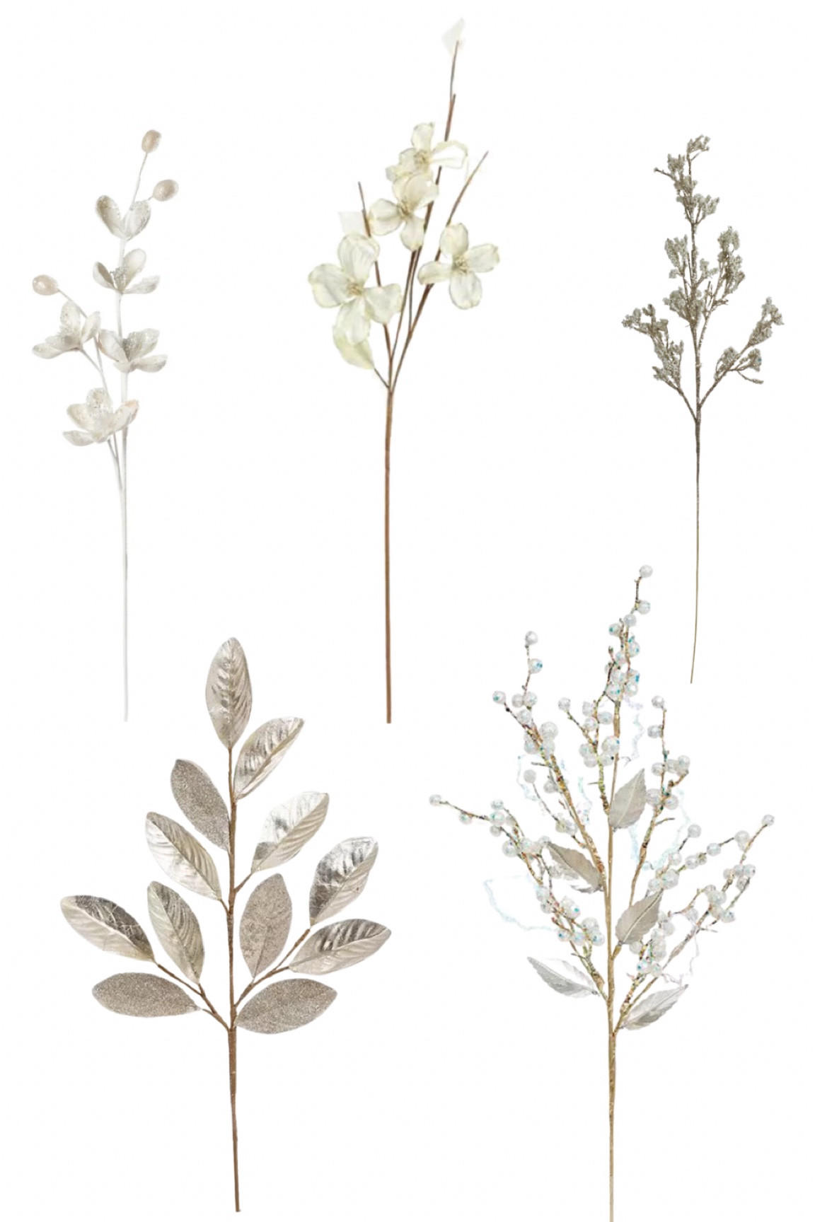 Christmas picks for your tree in white and champagne 
Glitter picks, glitter sprays, holiday decor 

#LTKhome #LTKSeasonal