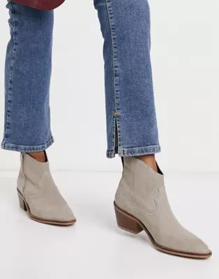 All Saints Carlotta Western boots in stone suede | ASOS (Global)