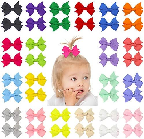 QtGirl 40pcs 2" Mini Hair Bow Grosgrain Ribbon Hair Bows with Alligator Clips for Baby Girls Todd... | Amazon (US)