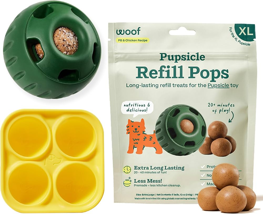 WOOF Starter Pack - Pupsicle, Treat Tray Mold and Pupsicle Refill Pops Chicken - Fillable Dog Tre... | Amazon (US)