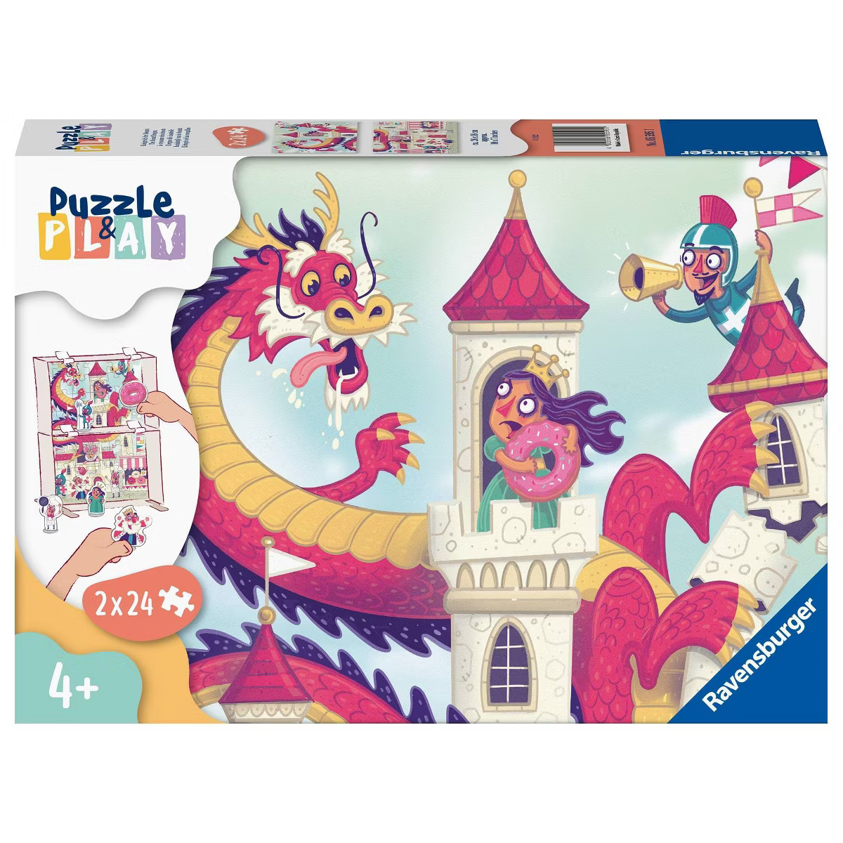 Ravensburger Puzzle & Play: The Donut Dragon Jigsaw Puzzle Play Set - 2 x 24pcs | Target