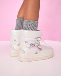 Girls Hello Kitty® Iridescent Embroidered Puffer Boots - white | The Children's Place