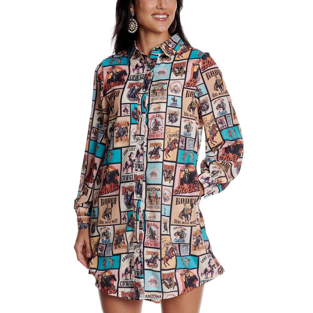 Fashion Express Women's Button Down Western Print Shirt Dress | Cavender's