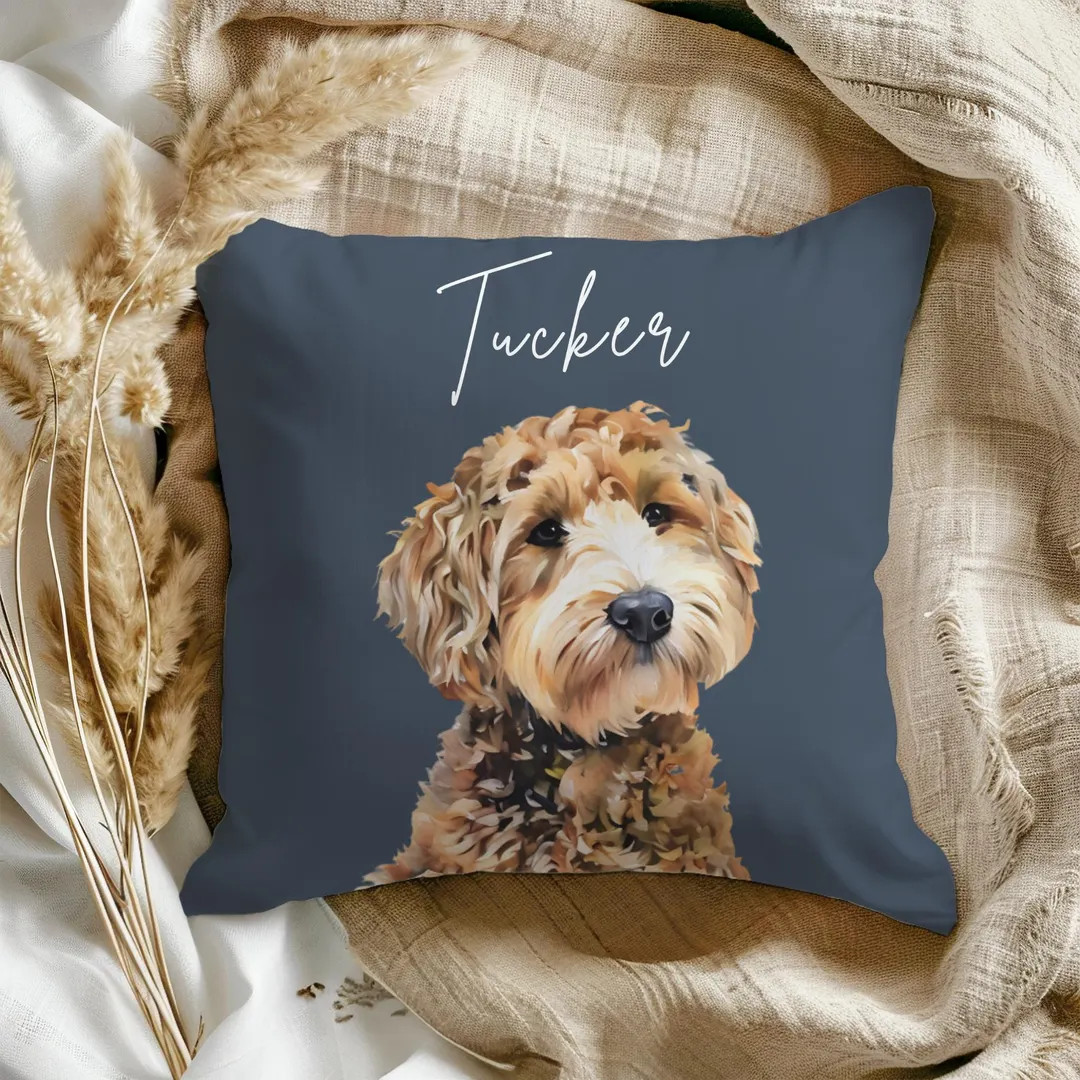 Personalized Watercolor Pet Pillow Using Pet Photo, Watercolor Pet Portrait Dog Pillow Gift, Cat ... | Etsy (Global)