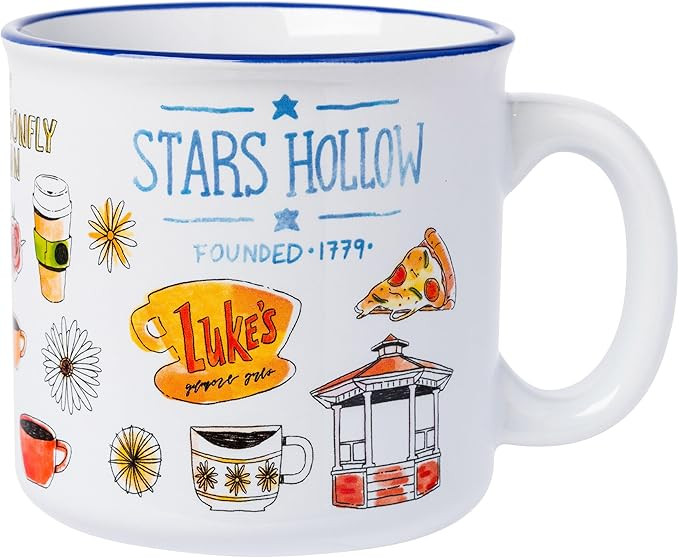 Silver Buffalo Gilmore Girls Luke's Featuring Iconic Stars Hollow Locations Ceramic Camper Mug, 2... | Amazon (US)