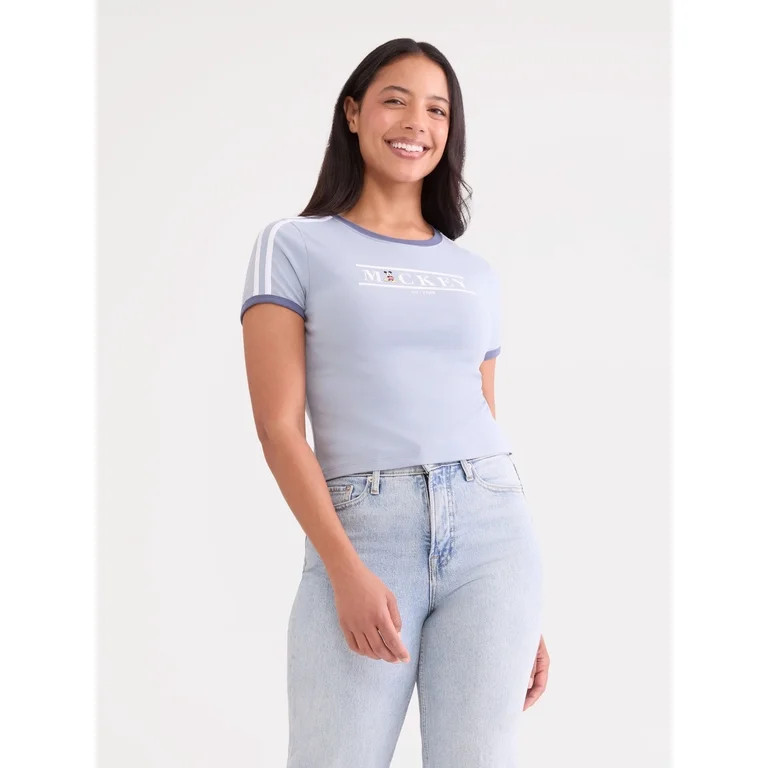 Mickey Mouse Women’s Graphic Baby Tee, Sizes XXS-XXL | Walmart (US)