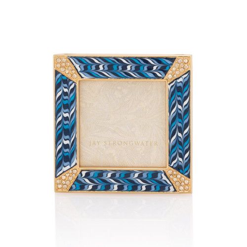 Jay Strongwater Leland Pave Corner 2" Square Frame Navy | Gracious Style