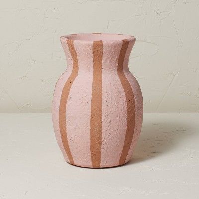 9.25" x 6.75" Striped Terracotta Vase Pink - Opalhouse™ designed with Jungalow™ | Target