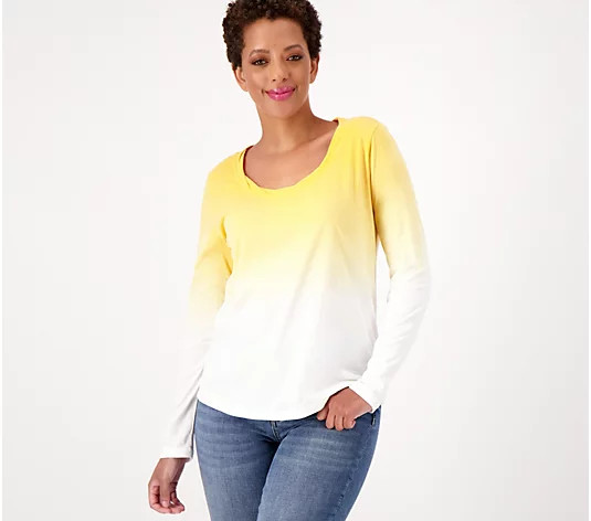 Candace Cameron Bure The Ocean Dipped Long-Sleeve Tee - QVC.com | QVC