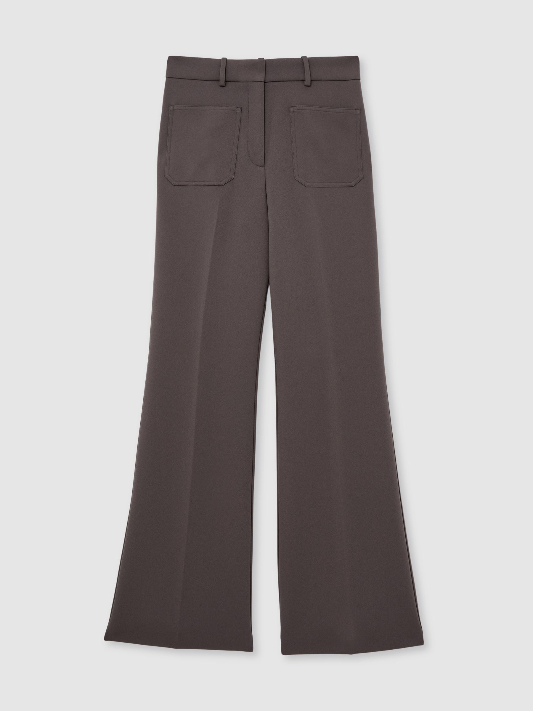 Reiss Twill Patch-Pocket Flared Trousers in Mauve Neutral - REISS | Reiss UK