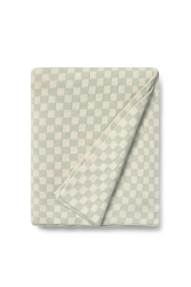 KNITTED BLANKET TILES BLUE SAGE | Lorena Canals