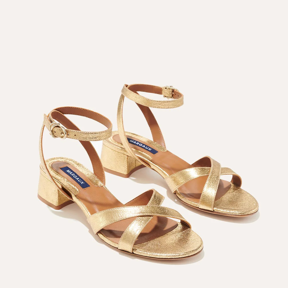 The Lena Sandal - Gold Crinkle Nappa | Margaux