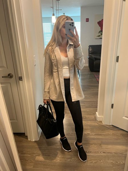 A comfy fall outfit for a gym/errand/reset Sunday. 
The APL sneakers are on sale!
Never thought of my Tumi bag as a street wear bag but I’m loving it here and it holds so much. 

Vince camuto shacket
APL sneakers 
Lululemon leggings and tank top
Tumi Bag

#LTKstyletip #LTKSeasonal #LTKsalealert