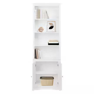 Prepac Sonoma 80 in. Tall White Engineered Wood 6-Shelf Bookcase, Standard Book Shelf w/ 2-Shaker... | The Home Depot
