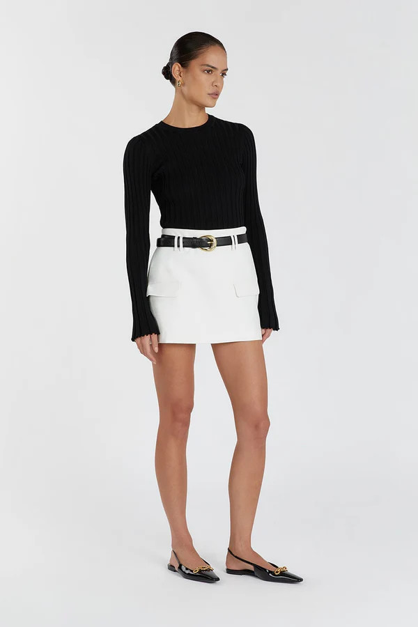 ADA BLACK LONG SLEEVE KNIT TOP | DISSH