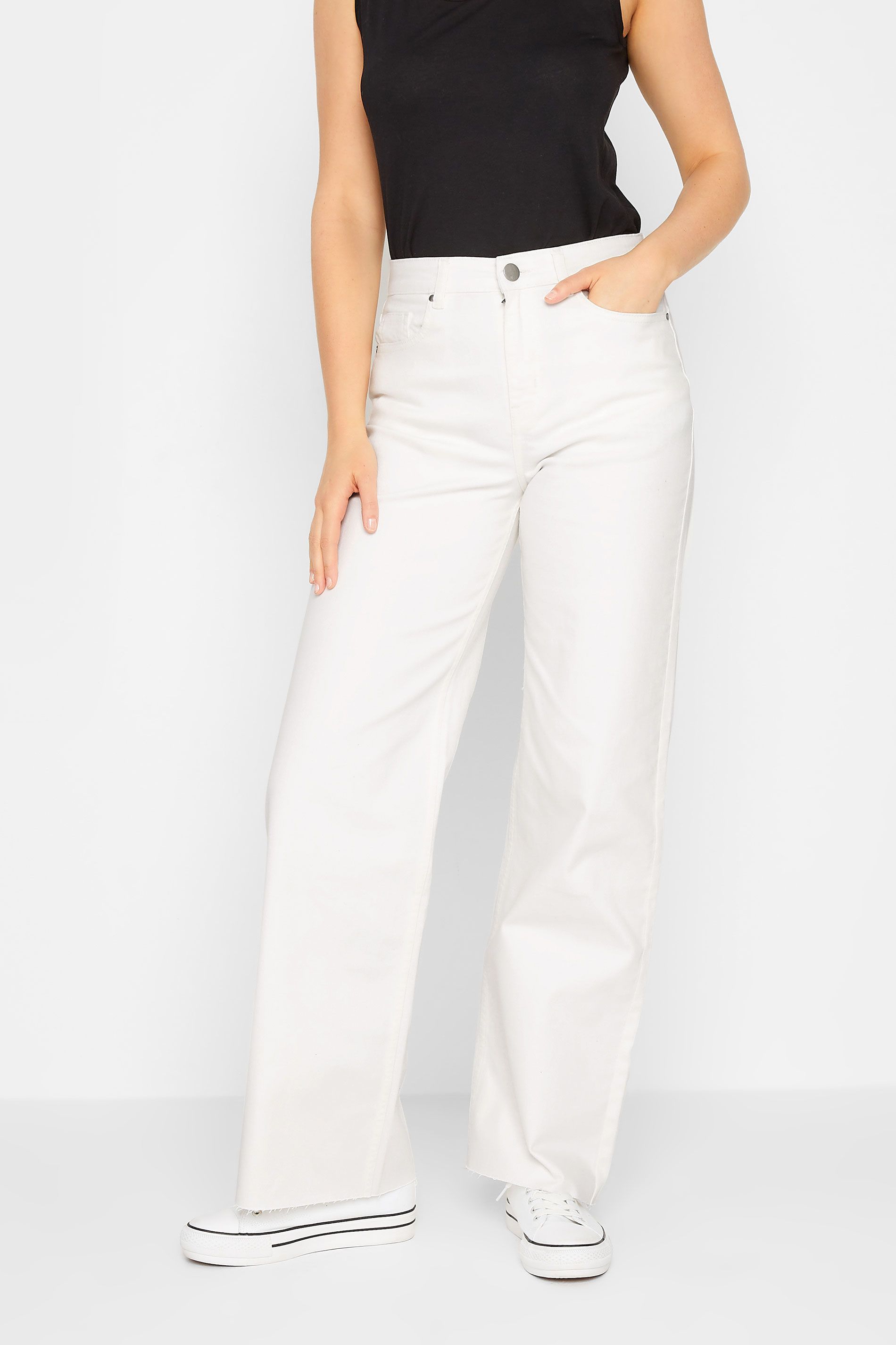 LTS Tall White Stretch Wide Leg Jeans | Long Tall Sally