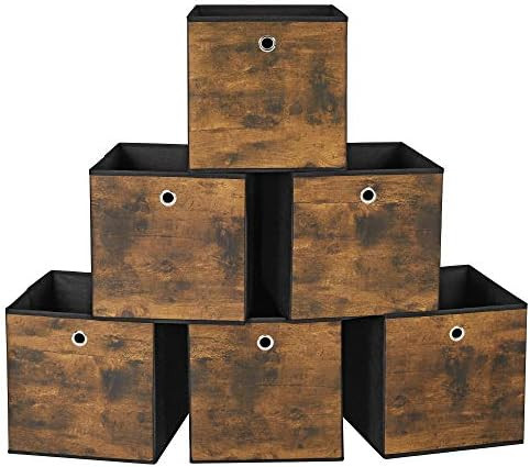 SONGMICS Foldable Storage Organizer Boxes, 11.8 x 11.8 x 11.8 Inches Storage Cubes, Set of 6 Clot... | Amazon (US)