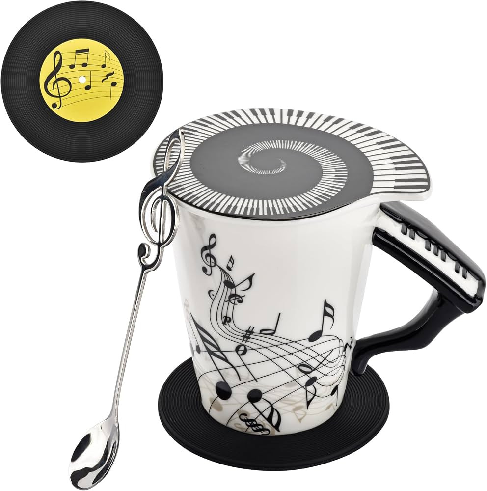 12.9 oz Piano Novelty Mug Unique Musical Note Design Tea Coffee Milk Ceramic Mug Cup with Cool Mu... | Amazon (US)
