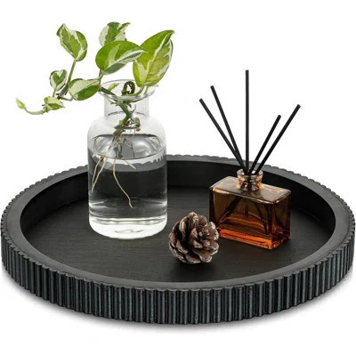 Round Wooden Decorative Tray, Modern Farmhouse Centerpiece For Coffee Table, Living Room, Dining Room, And Kitchen | Wayfair North America