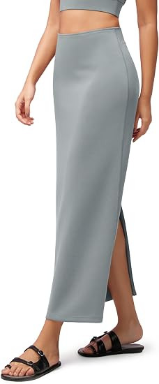 ODODOS Modal Soft Maxi Skirt for Women, Back Slit High Waist Casual Long Pencil Skirts | Amazon (US)