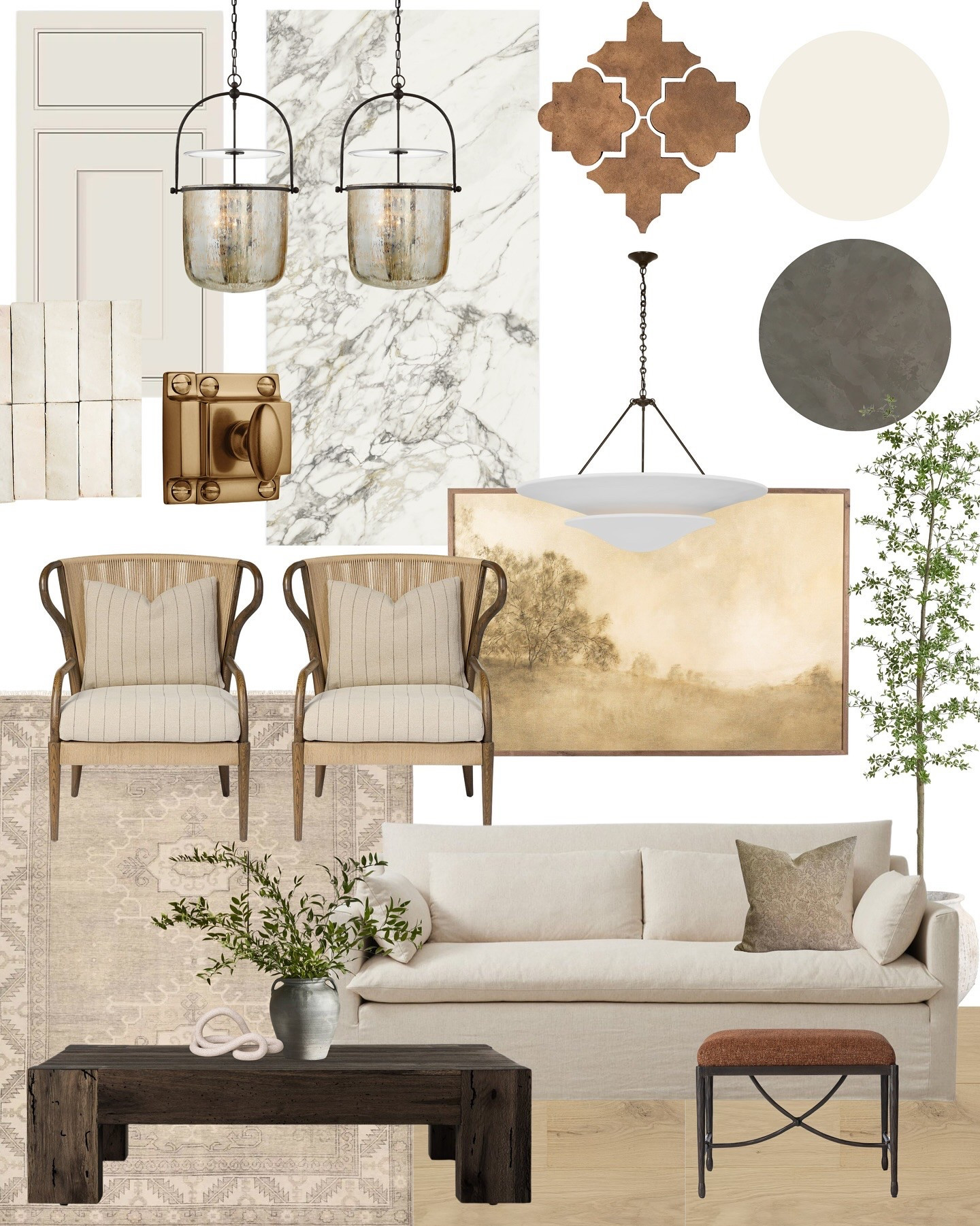 The marble tells one story—refined, cool, and timeless.
The worn wood, another—sun-warmed, grounded, a little wild.
At Nita & Hearth, we live in the space between those stories.

This palette pulls from the Old World and the American West—layered textures, natural patinas, and the kind of charm that doesn’t shout. It settles in. It stays awhile.

Interested in telling your story through design? Reach out today!

-
#NitaAndHearthInteriors #EuropeanMeetsWestern #DesignWithDepth #LivedInLuxury #InteriorMoodboard #RootedDesign #QuietLuxury #CasaNita #scottsdalearizona #scottsdaledesigner #interiordesigner #interiordesign #azdesign