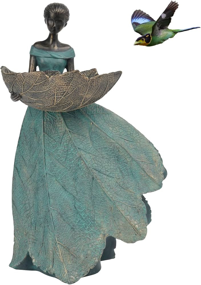Fairy Garden-Statue Bird Feeder -12 Inch Fairy Statue for Home Decoration, Resin Outdoor Statues ... | Amazon (US)