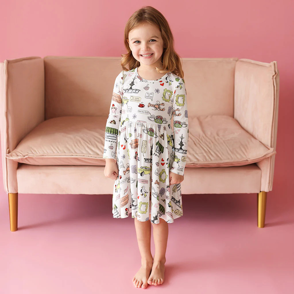 F•R•I•E•N•D•S White Girl Toddler Twirl Dress | Friends | Posh Peanut