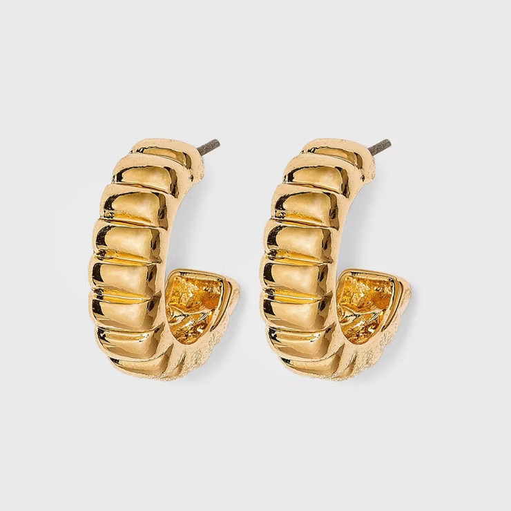 Puffed Hoop Earrings - A New Day™ Gold | Target