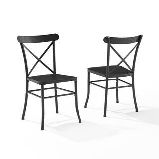 CROSLEY FURNITURE Astrid Matte Black Metal Outdoor Dining Chair (2-Pack) CO6270-MB - The Home Dep... | The Home Depot