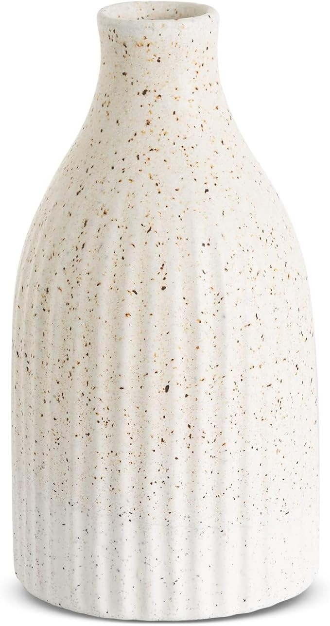 Labcosi Ceramic Vase, White Flower Vase for Centerpieces, Medium Farmhouse Vase Set for Shelf, Co... | Amazon (US)