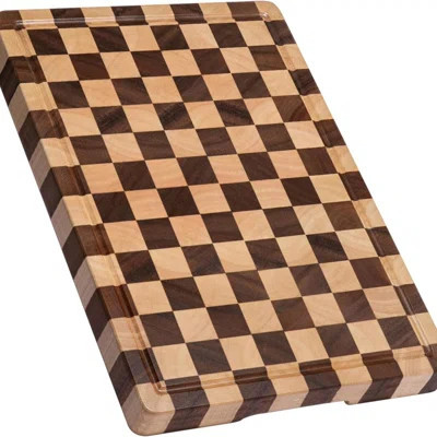 Cutting Boards for Kitchen, Design in USA Large Acacia Wood Chopping Board, Checkered Cutting Board with Juice Grooves & Handles, Butcher Block Servin | Wayfair North America