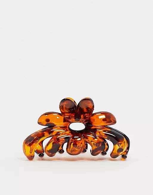 ASOS DESIGN hair clip claw in tortoiseshell flower design | ASOS (Global)