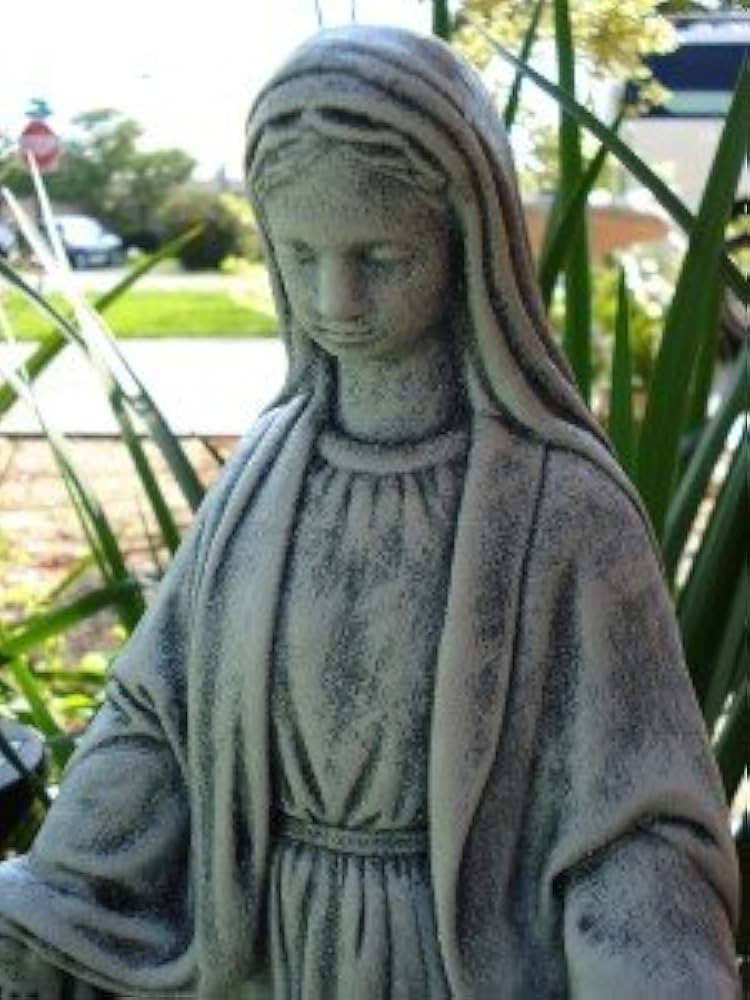 Concrete Virgin Mary Religious Statue Bless Mother Religion Catholic Sculpture Indoor Outdoor Gar... | Amazon (US)