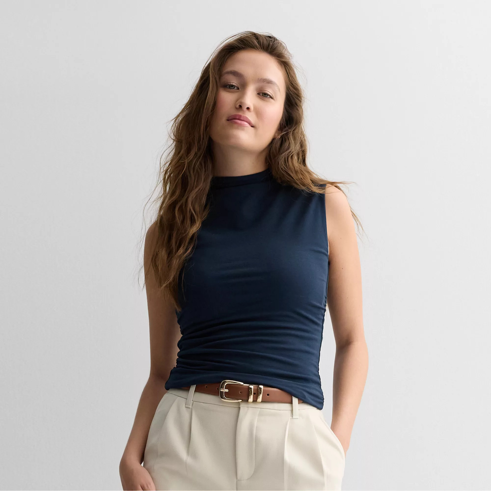 Juniors' SO® Sleeveless Mock Neck Ruched Top | Kohl's