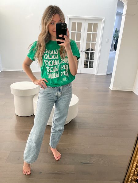 Top: M (sized up, could have done L for more of a mens t shirt fit)
Jeans: 26 true to size 

ON SALE! So fun for last min St. Patrick’s day outfit - grab it curbside at your local Target to get it in time 

(St. Patrick’s day outfit, st patricks day, St. paddy’s day, target find, target finds, target fit, spring pants, sweatpants, comfy, loungewear, lounge wear, spring style, spring pants, checkered pants, fun pants, target fit, ootd, party outfit, seasonal, holiday outfit, clover, lucky charm)

#LTKfit #LTKsalealert #LTKunder50