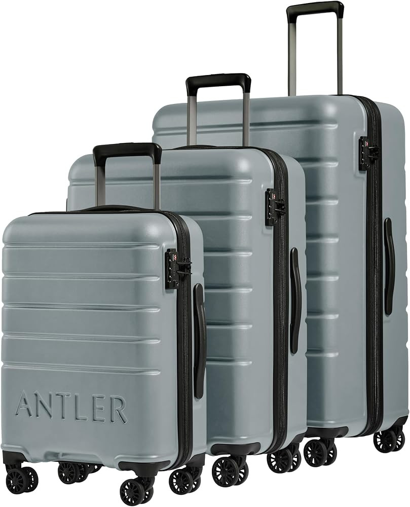 ANTLER - Logo Hard Shell Suitcase Set - Cabin, Medium & Large, Durable & Lightweight, 4 Spinner W... | Amazon (UK)