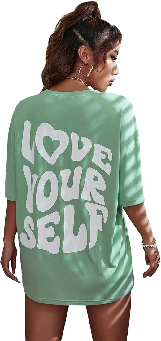 SOLY HUX Women's Oversized T Shirts Graphic Tees Letter Print Casual Summer Tops | Amazon (US)