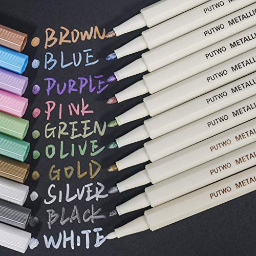 PuTwo Set of 10 Marker pens Coloured Pencils DIY for Photo Scrapbook Album use, Multicolor, 10 Count | Amazon (US)