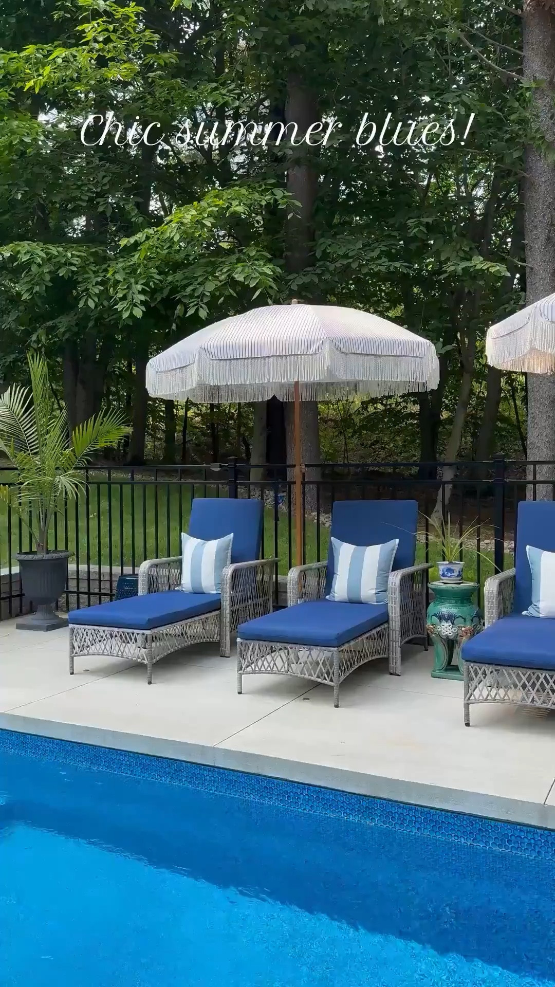 Our pool update with new beautiful blue lounge cushions last season, gorgeous throw pillows and a chic modular sofa - all in my favorite blues💙

#LTKHome #LTKSeasonal