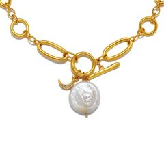Cameron Coin Pearl Choker Necklace | Sequin