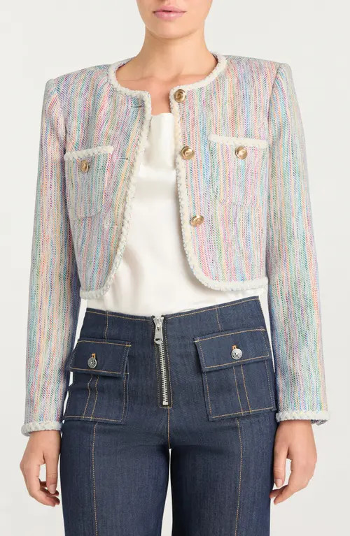 Cinq à Sept Audun Prism Tweed Jacket in Ivory Multi at Nordstrom, Size 8 | Nordstrom