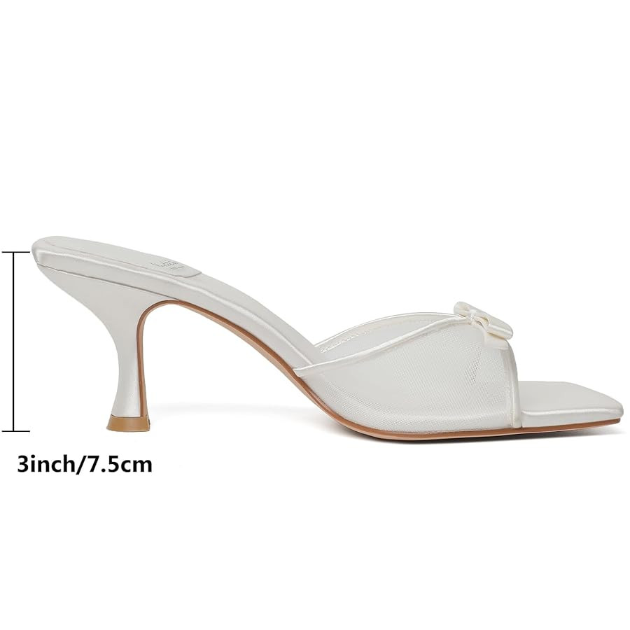 Mostrin Kitten Heels for Women Round Toe Heels With Bow Vintage Mules Sexy Slip on Stiletto Backl... | Amazon (US)