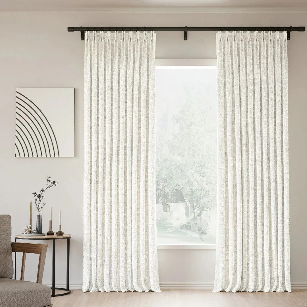 Pinch Pleated Lille Linen Memory Trained Blackout Curtains Natural Modern Custom Drapes | Homerilla