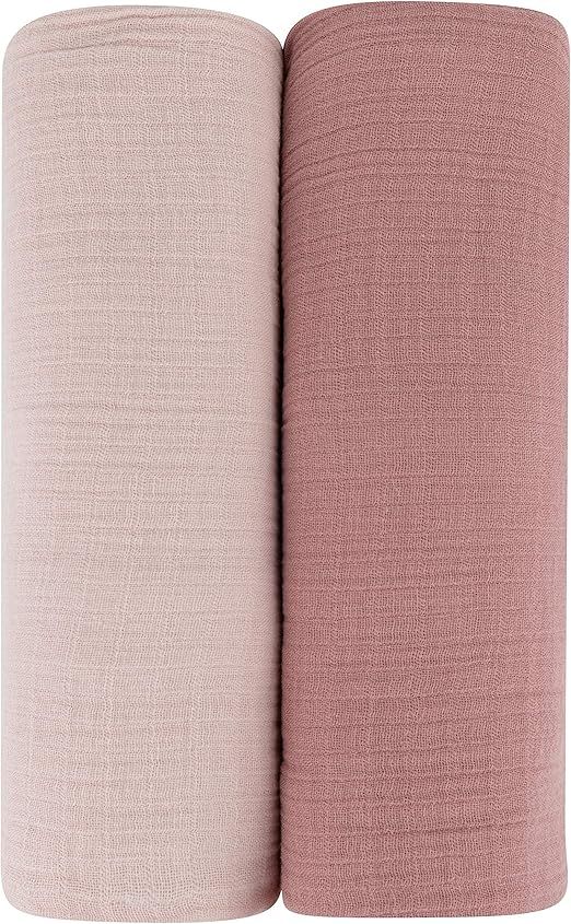 Ely's & Co. Cotton Muslin Swaddle Blanket 2-Pack for Baby Girl — 100% Cotton Muslin Extra-Large... | Amazon (US)