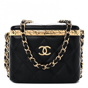 CHANEL Metal Lambskin Quilted Small Vanity With Chain Black | FASHIONPHILE | FASHIONPHILE (US)