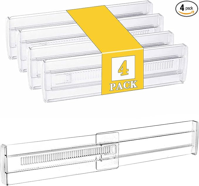 4 Pcs Drawer Dividers for Clothes, 3.15" High 11.34"-19.69" Adjustable Expandable Dresser Drawer ... | Amazon (US)