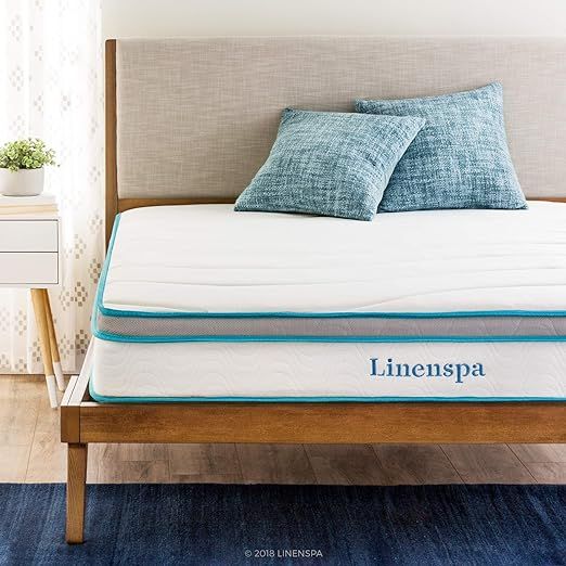 Linenspa 8 Inch Memory Foam and Innerspring Hybrid Medium-Firm Feel-Full Mattress, White | Amazon (US)