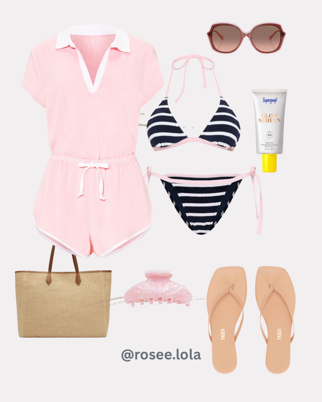 Loving this pink terrycloth coverup paired with a striped bikini for your next vacation look! Both come in multiple colors. Styled with my go-to sunscreen from Supergoop, a claw clip, tote bag, and sunglasses for an easy beach day vibe 💓 
@ulta 
 @victoriassecret @Michael Kors US @Reformation @Revolve 

#LTKootd #LTKSwim #LTKgrwm