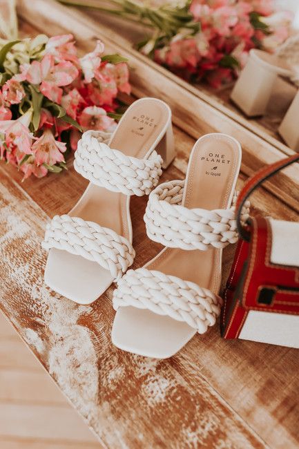 Braided Strappy White Heeled Sandals | Magnolia Boutique